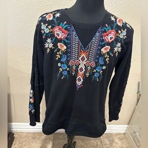 Johnny Was black long sleeve top